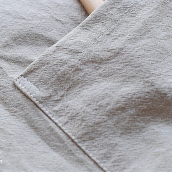 Japanese Apron Halter Cross Back Bandage X Shape Aprons Two Pockets Cotton Linen - Picture 5 of 9